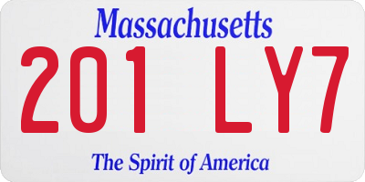 MA license plate 201LY7