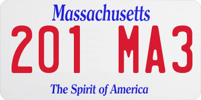MA license plate 201MA3