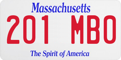 MA license plate 201MB0