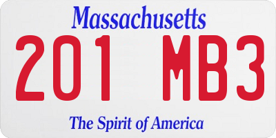 MA license plate 201MB3