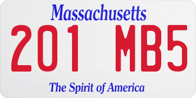 MA license plate 201MB5