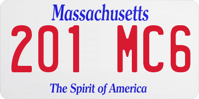 MA license plate 201MC6