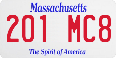 MA license plate 201MC8