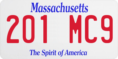 MA license plate 201MC9