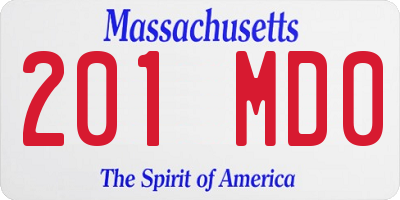 MA license plate 201MD0