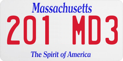 MA license plate 201MD3