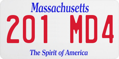 MA license plate 201MD4