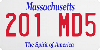 MA license plate 201MD5