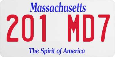 MA license plate 201MD7