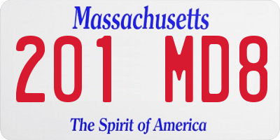 MA license plate 201MD8