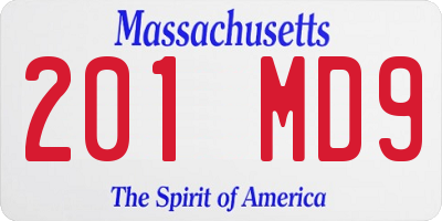 MA license plate 201MD9