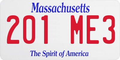MA license plate 201ME3
