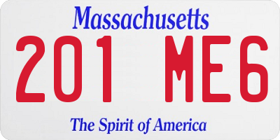 MA license plate 201ME6