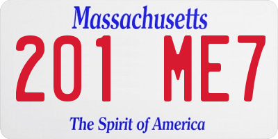 MA license plate 201ME7