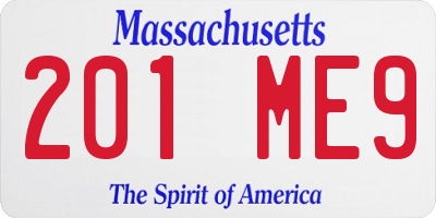 MA license plate 201ME9