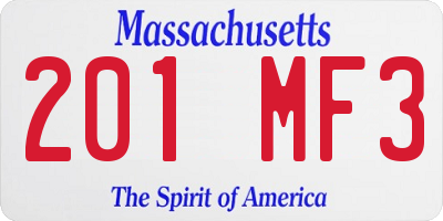 MA license plate 201MF3