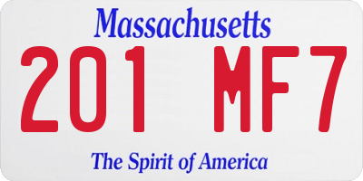 MA license plate 201MF7