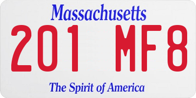 MA license plate 201MF8