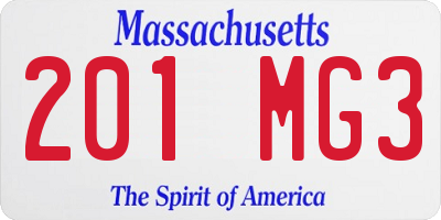 MA license plate 201MG3