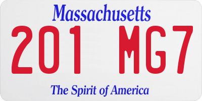 MA license plate 201MG7