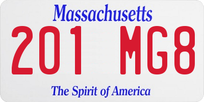 MA license plate 201MG8