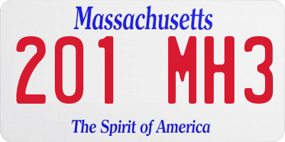 MA license plate 201MH3