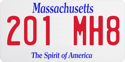 MA license plate 201MH8