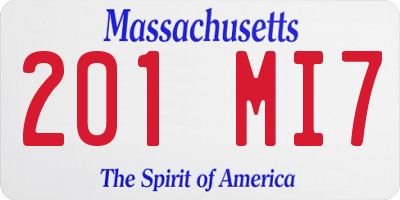 MA license plate 201MI7