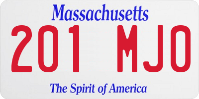MA license plate 201MJ0