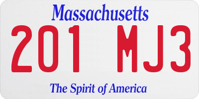 MA license plate 201MJ3