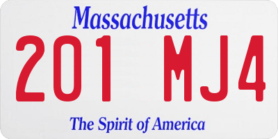 MA license plate 201MJ4