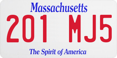 MA license plate 201MJ5