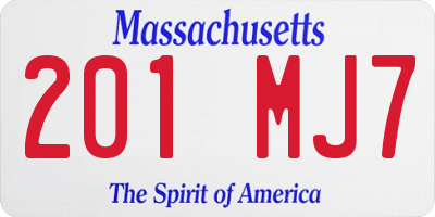 MA license plate 201MJ7