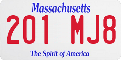 MA license plate 201MJ8