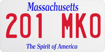 MA license plate 201MK0