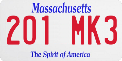 MA license plate 201MK3