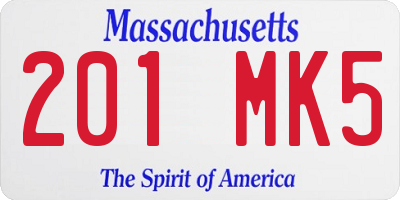 MA license plate 201MK5