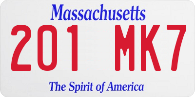 MA license plate 201MK7