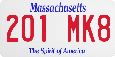 MA license plate 201MK8