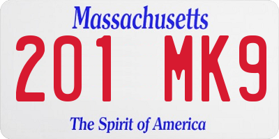 MA license plate 201MK9