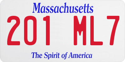 MA license plate 201ML7