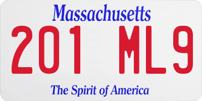 MA license plate 201ML9
