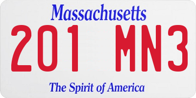 MA license plate 201MN3
