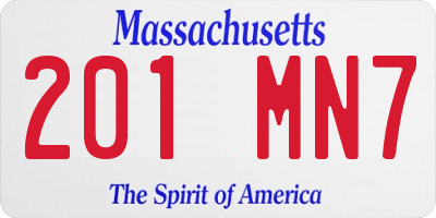 MA license plate 201MN7