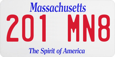 MA license plate 201MN8