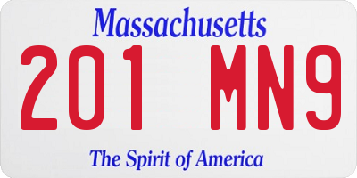 MA license plate 201MN9