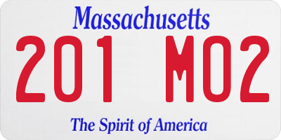 MA license plate 201MO2
