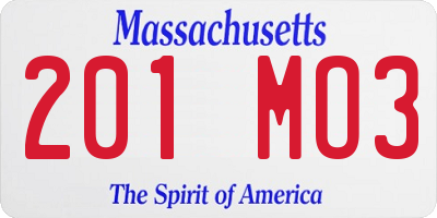 MA license plate 201MO3