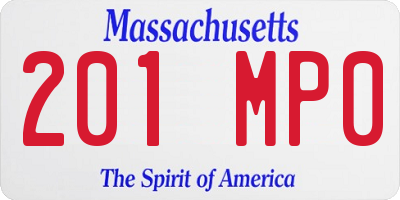 MA license plate 201MP0