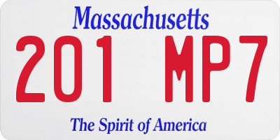 MA license plate 201MP7